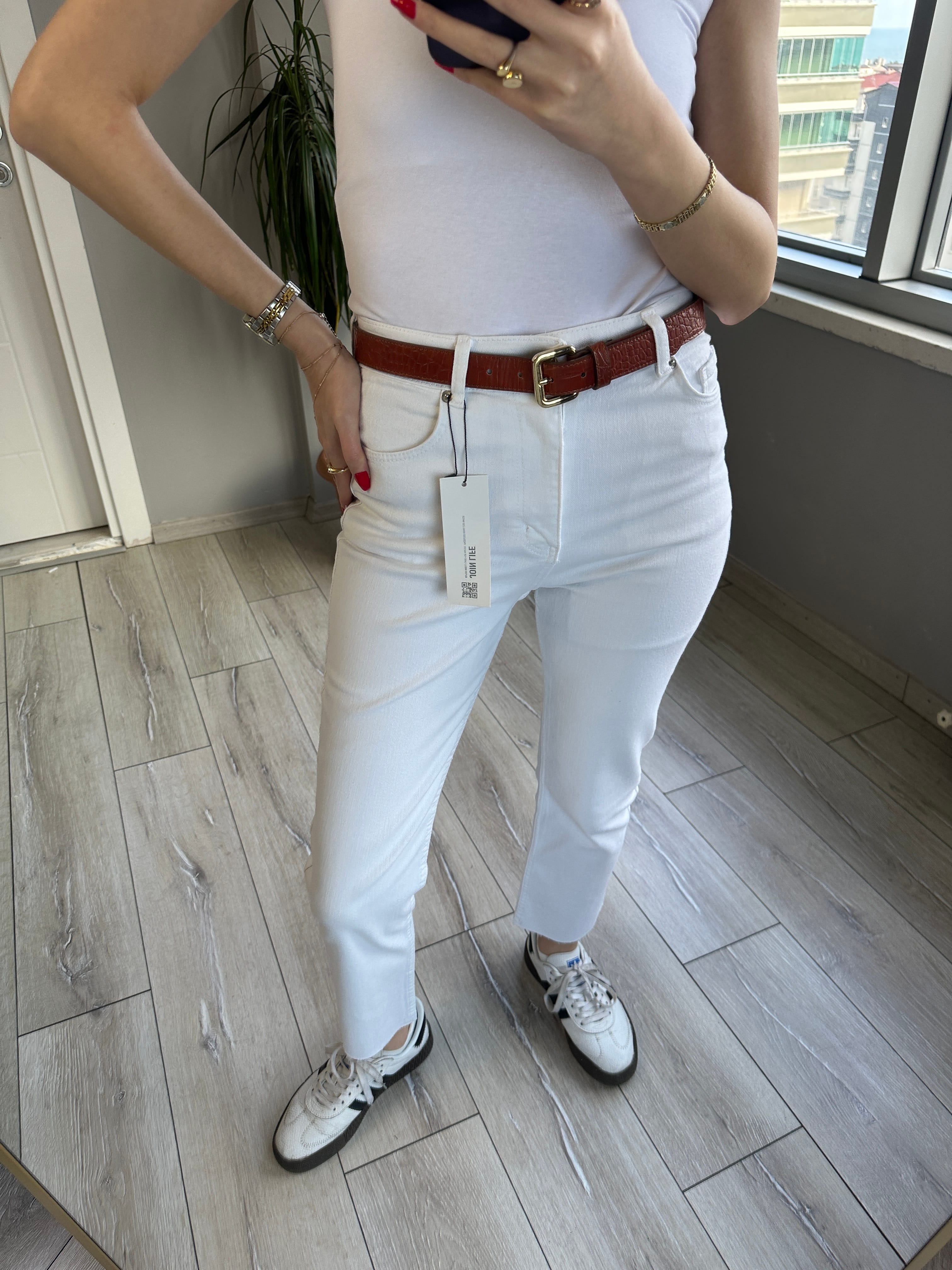 ZR Boyfit Beyaz Jean