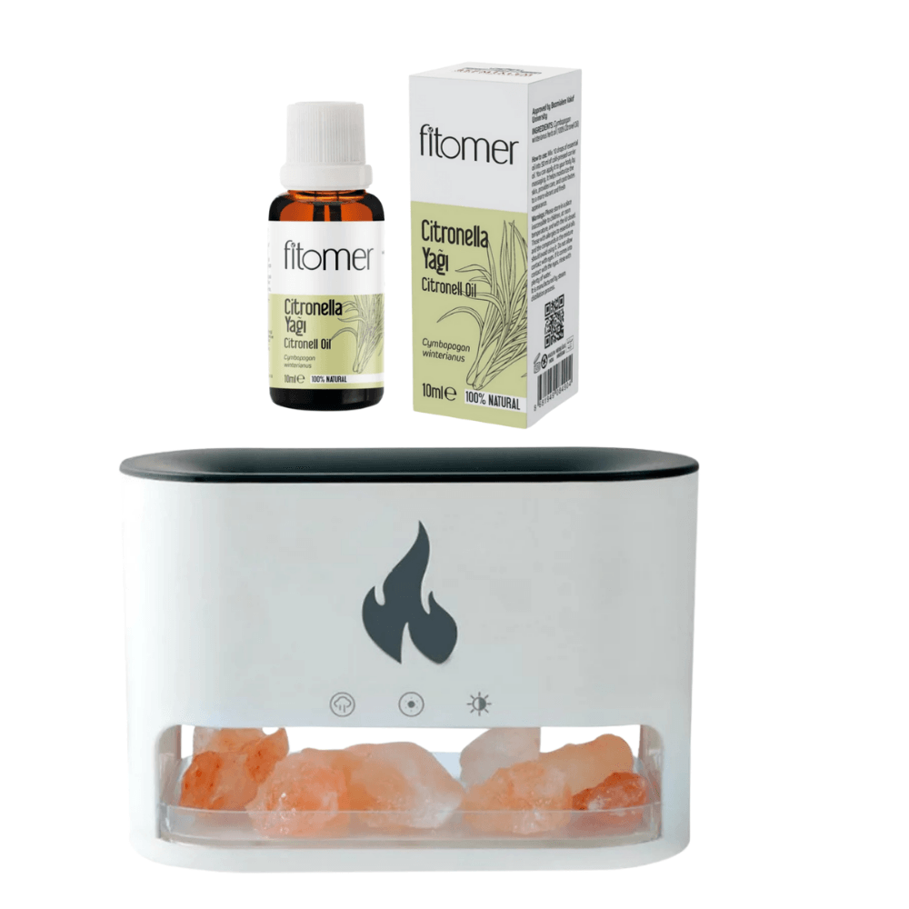 Fitomer Yaz Ferahlığı Seti – Citronella Yağı + Kaya Tuzlu Difüzör Beyaz 250 ml