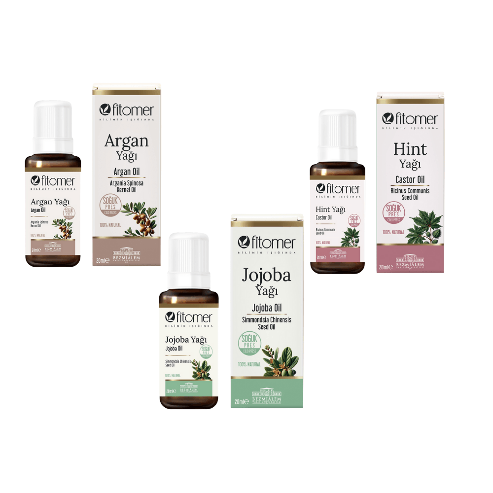 Fitomer 3’lü Doğal Bakım Yağı Seti (Hint - Jojoba - Argan)