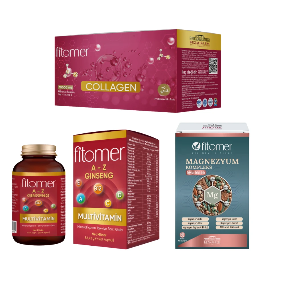 Fitomer Kolajen+ Komple Destek Seti ( Kolajen - Multivitamin 60'lı - Magnezyum )