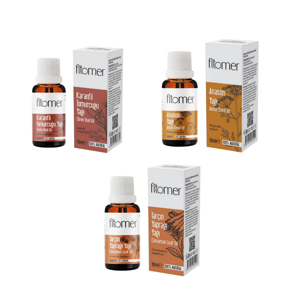 Fitomer Baharat Aromalı Uçucu Yağ Seti (Tarçın Yaprağı / Karanfil Tomurcuğu / Anason )