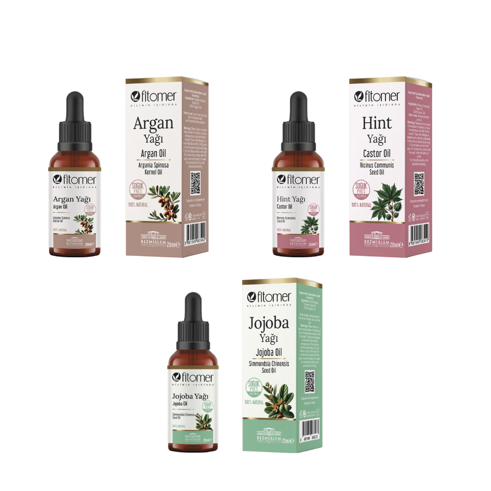 Fitomer 3’lü Doğal Bakım Yağı Seti (Hint - Jojoba - Argan)