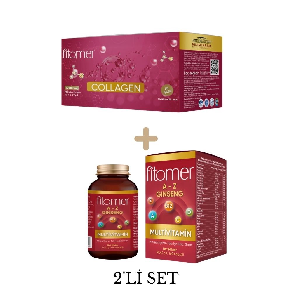 Kolajen - 30 Saşe | 10.000 Mg Gücü ve Multivitamin 60 Kapsül Seti