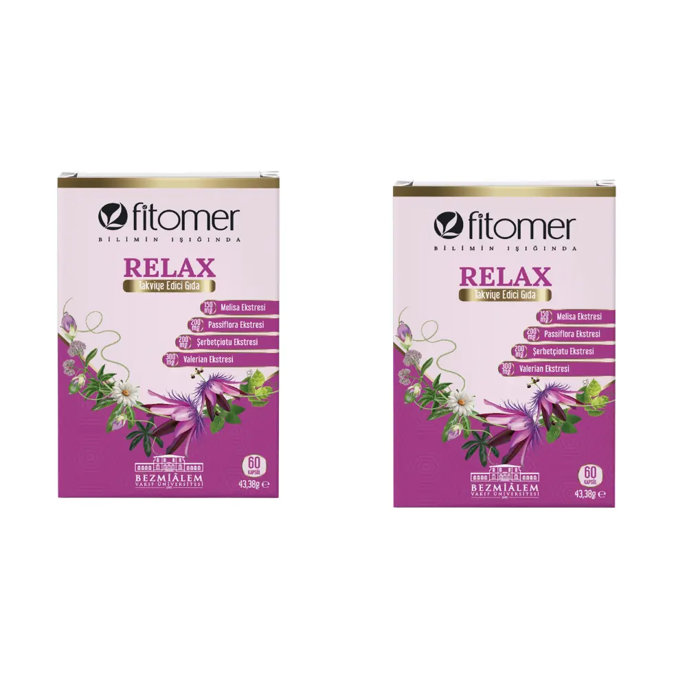 Fitomer Relax Valerian Passiflora Melisa Ekstreleri İçeren Kapsül 2’li Seti
