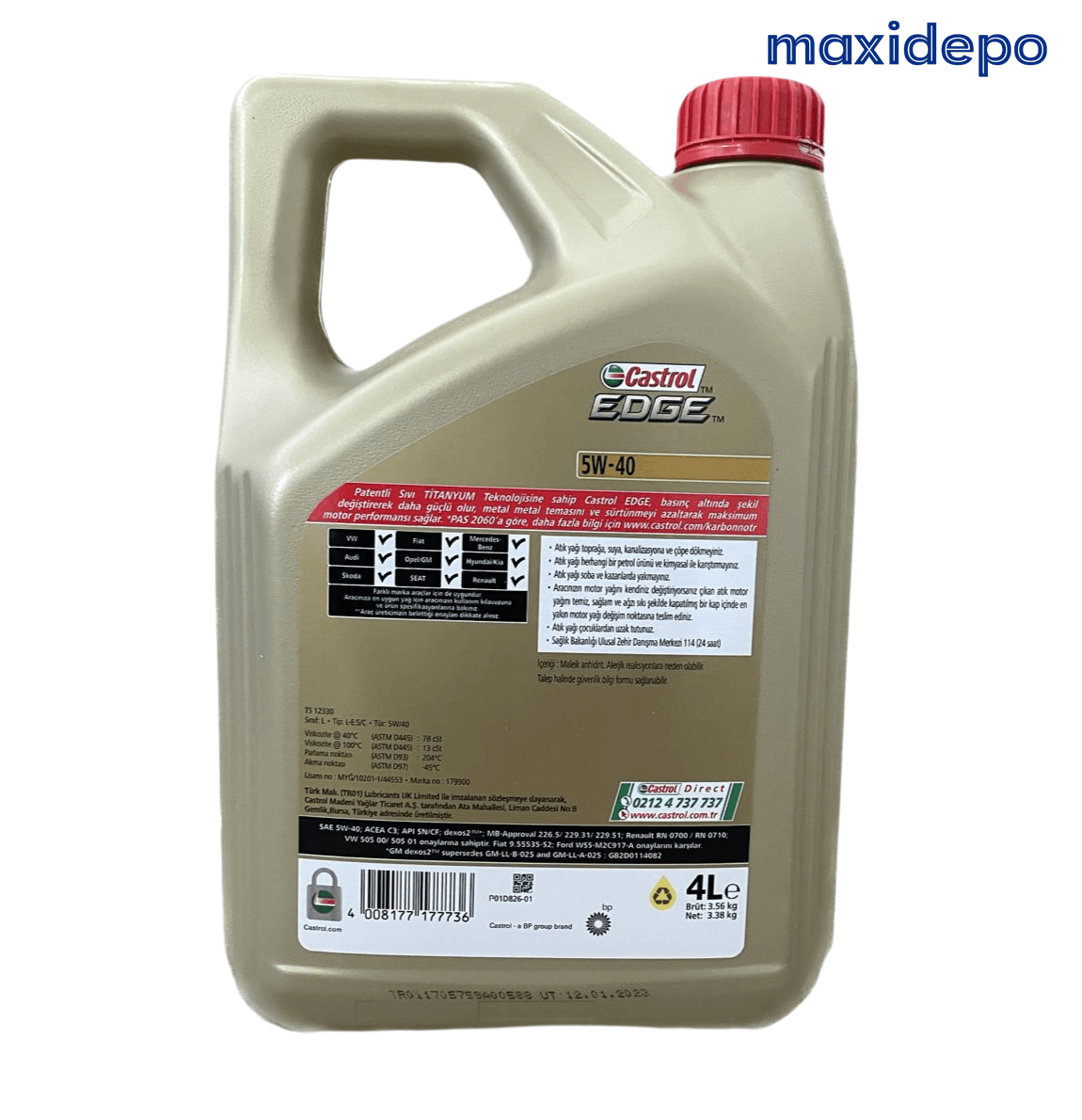 Castrol edge 5w-40 4 Litre 2024 Ü.T