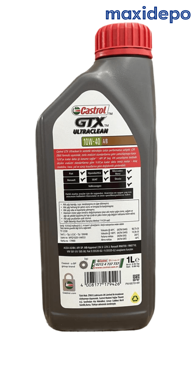 Castrol Gtx Ultracelean 10w-40 A/B 1 Lt 2023 Ü.T