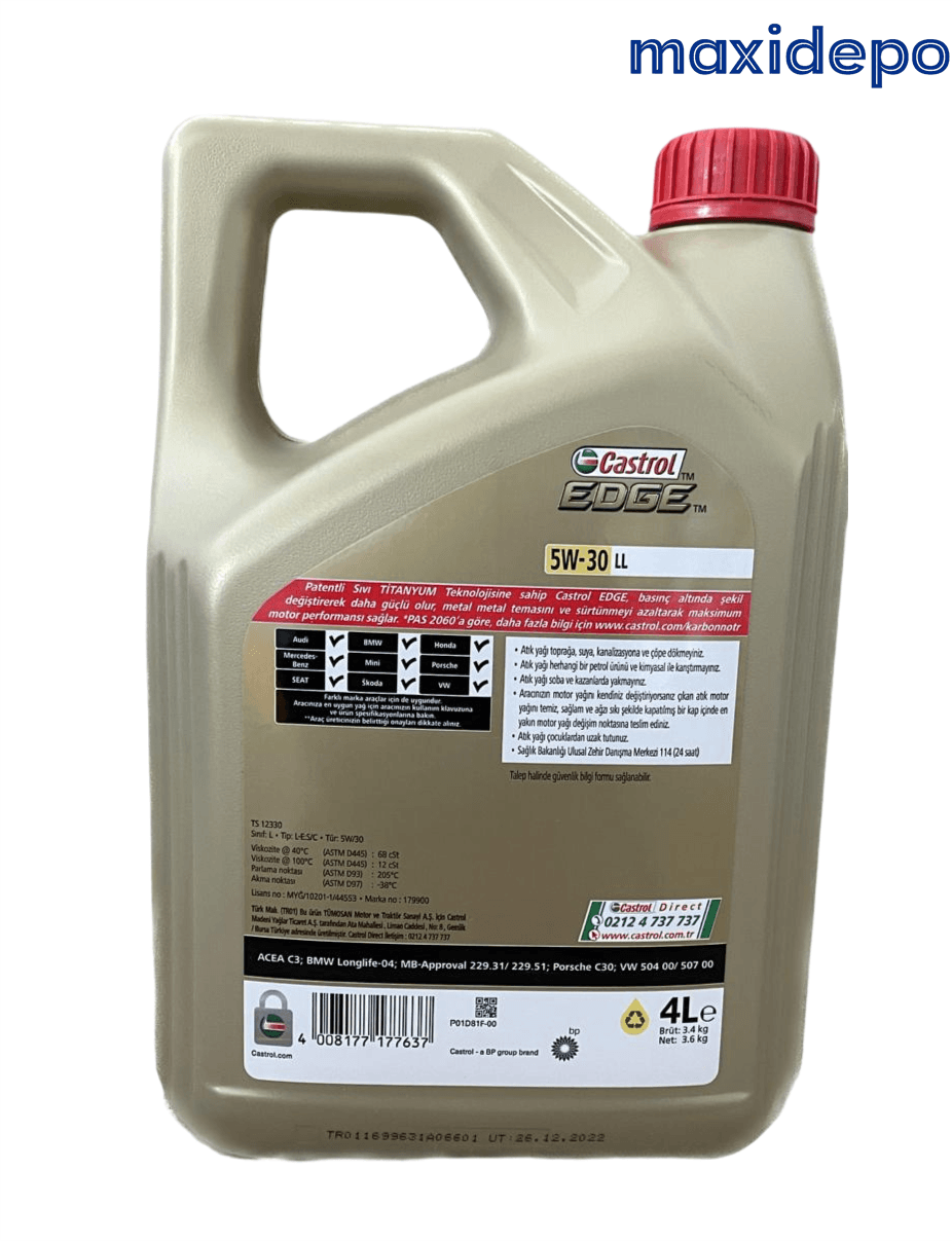 Castrol Edge 5w-30 LL 4 Litre 2024 Ü.T