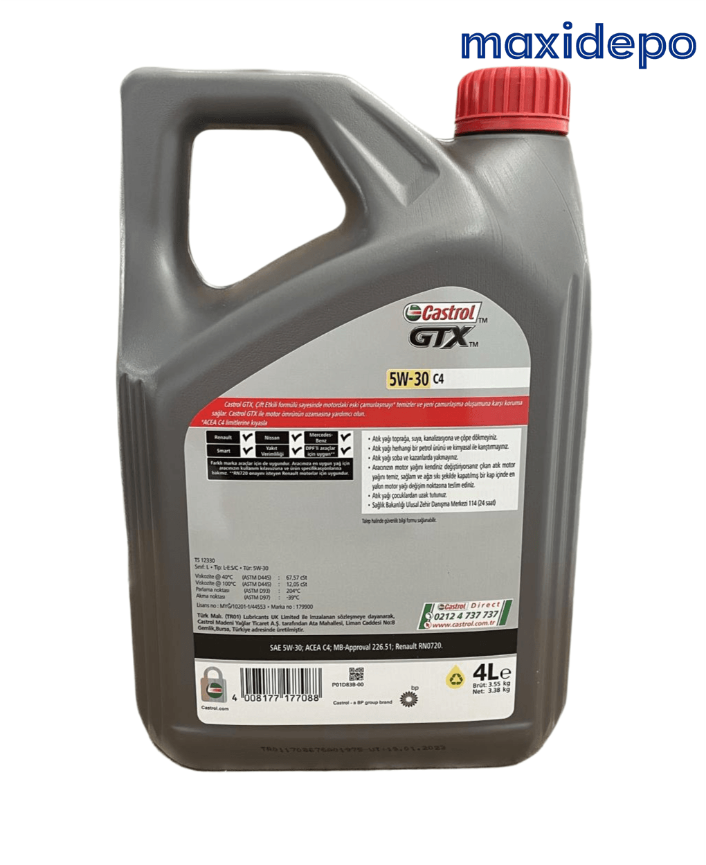 Castrol Gtx 5w-30 C4 4 Litre 2023 Ü.T