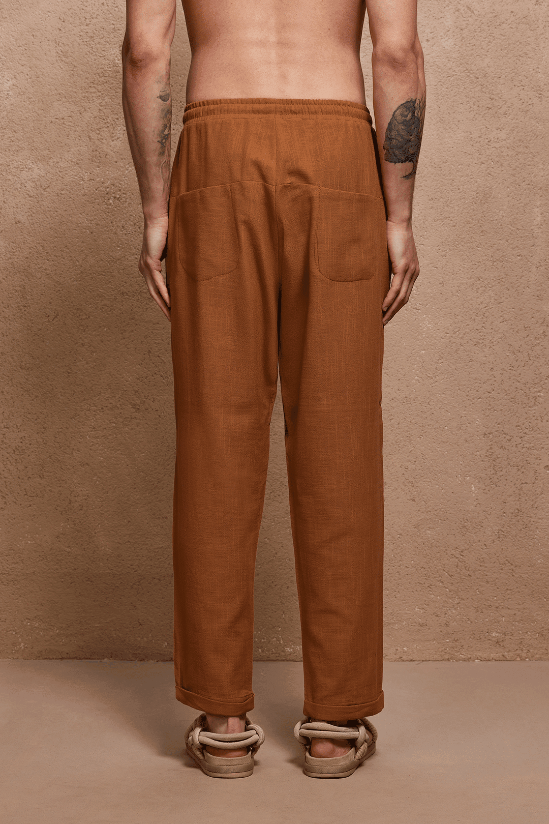 Camel Loose Fit Keten Pantolon
