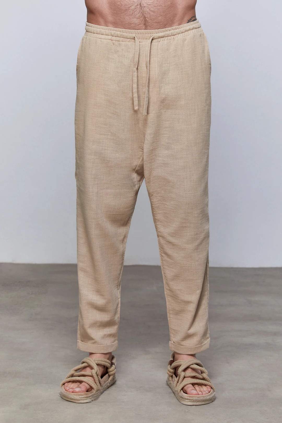 Krem Keten Kruvaze Ceket & Pantolon Takım