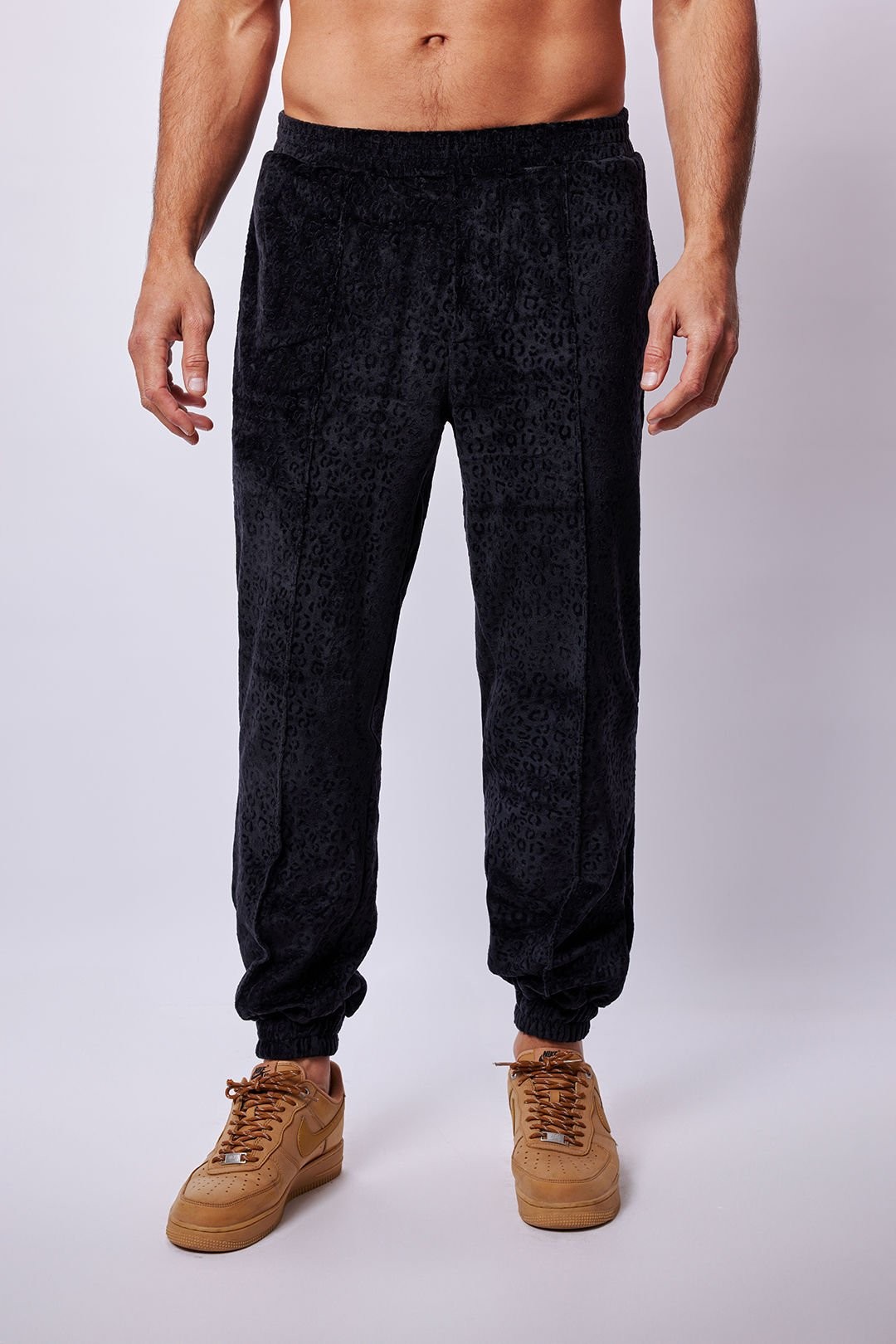 Black Leopard Soft Velvet Pantolon