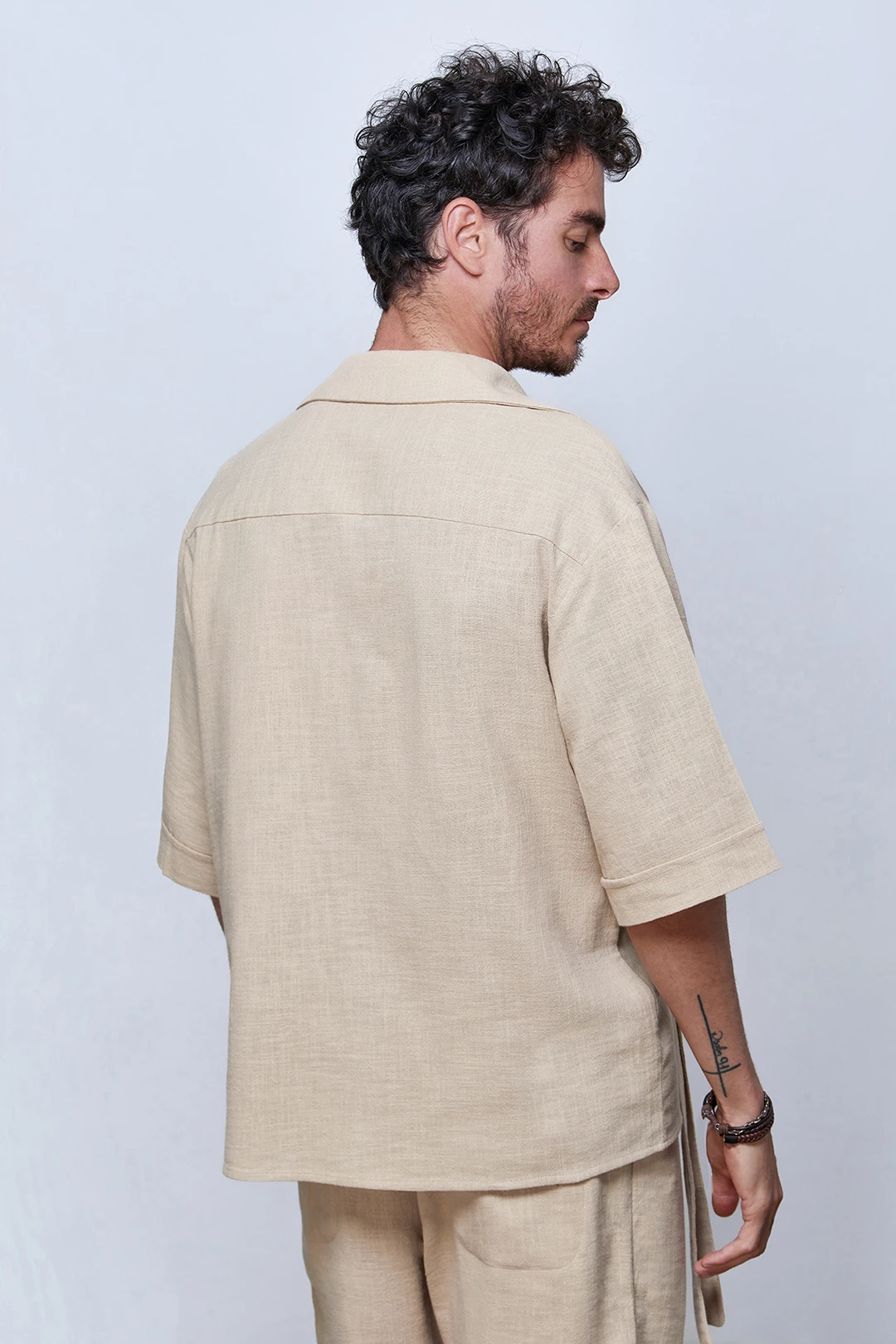 Krem Keten Kruvaze Ceket & Pantolon Takım