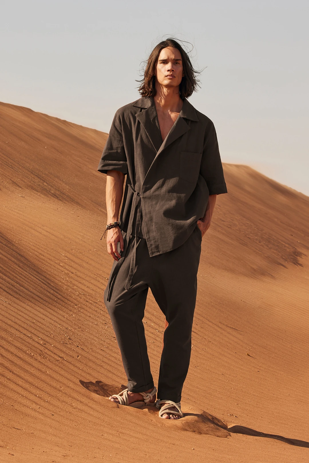 Espresso Brown Linen Jacket & Pants Set