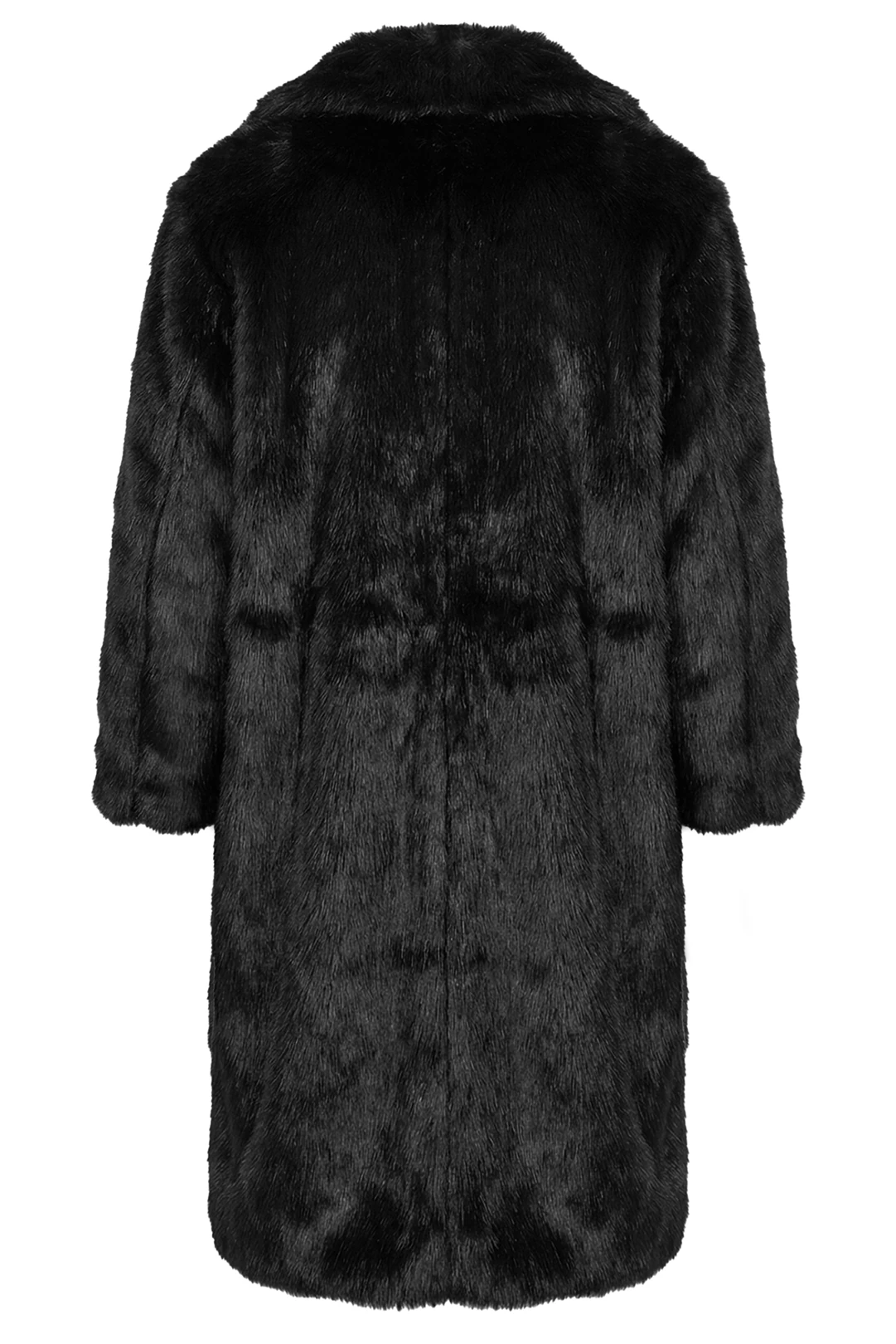 Siyah Uzun Faux Fur Ceket