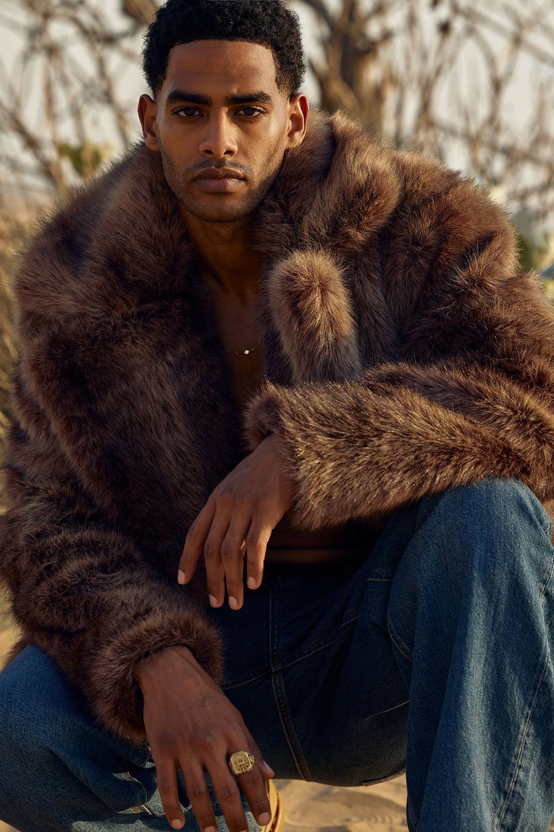 Rust Royale Faux Fur Ceket