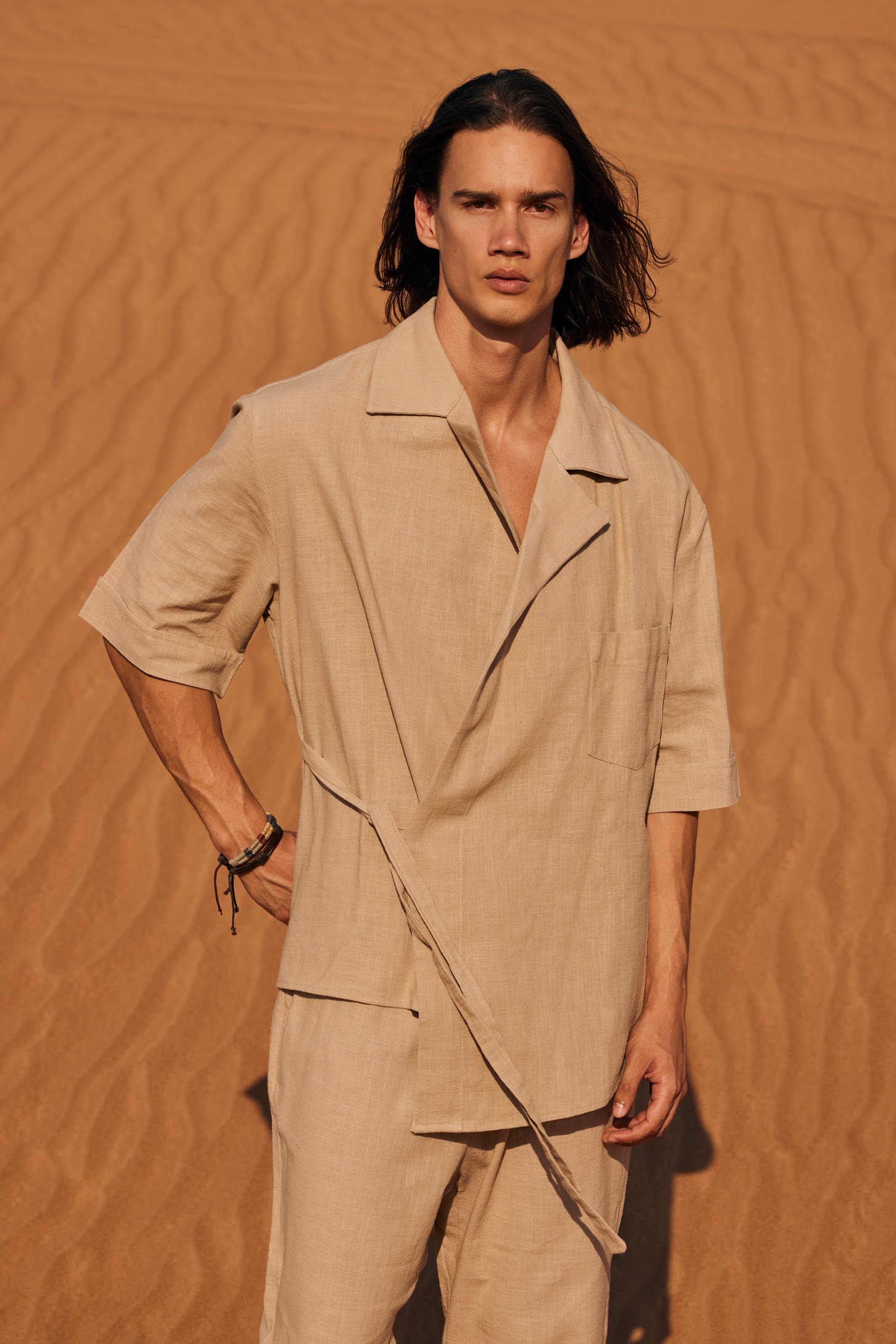 Beige Wrap Kimono