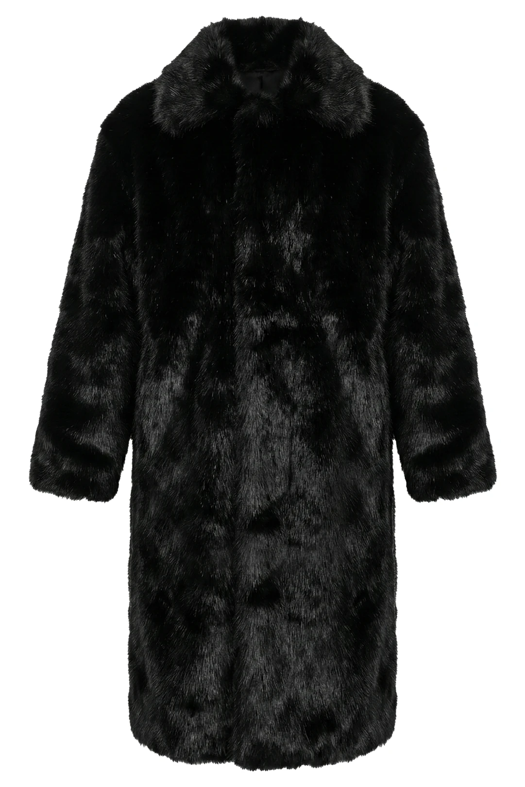 Siyah Uzun Faux Fur Ceket