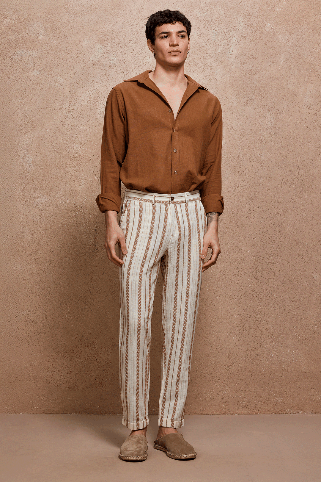 Kage Çizgili Chino Pantolon