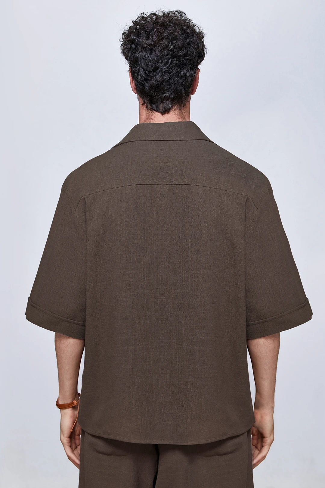 Espresso Kahve Keten Kruvaze Ceket & Pantolon Takım