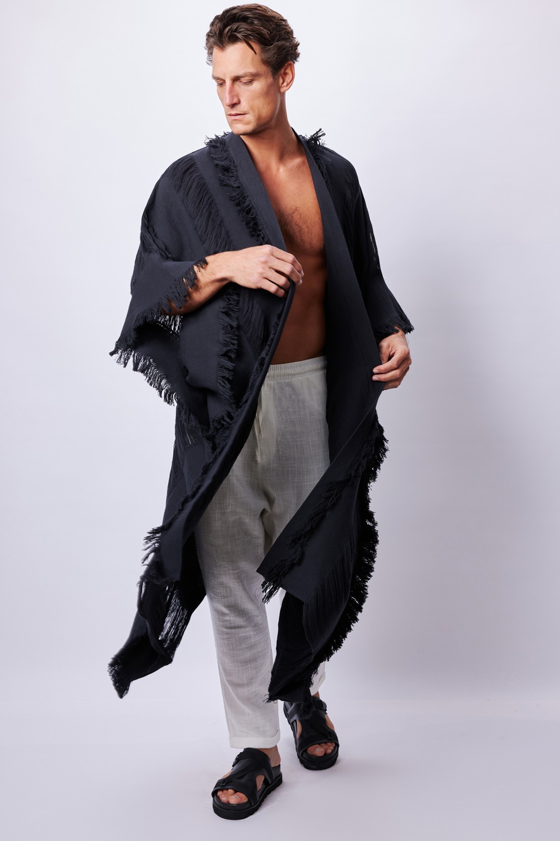 Black Wild Harmony Long Ponchos