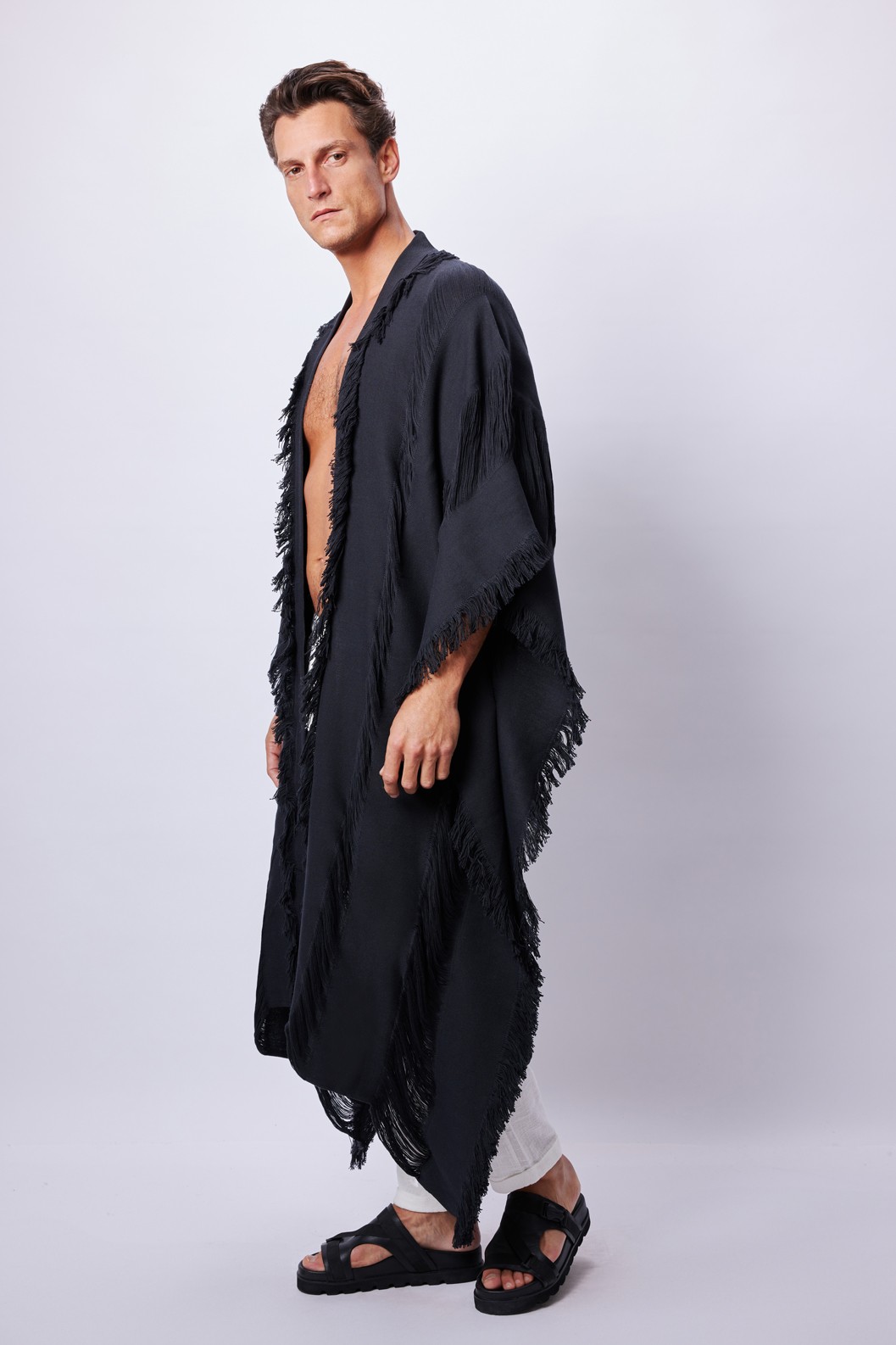 Black Wild Harmony Long Ponchos