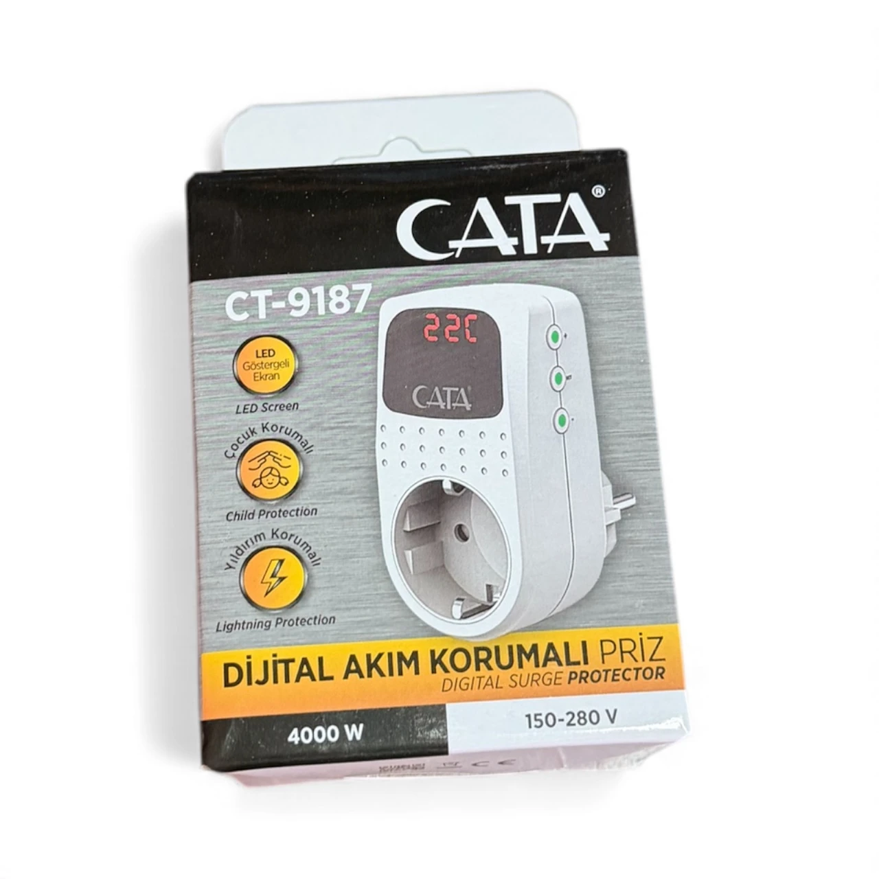 Cata Ct-9187 4000w Digital Akım Korumalı Priz