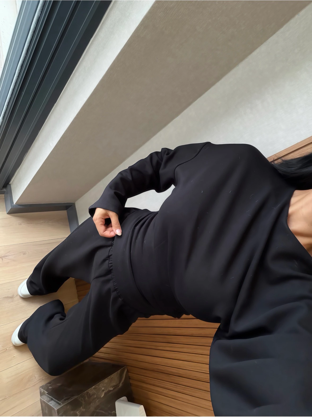 Yarasa Kol Bluz ve Pantolon Modal Takım - Siyah