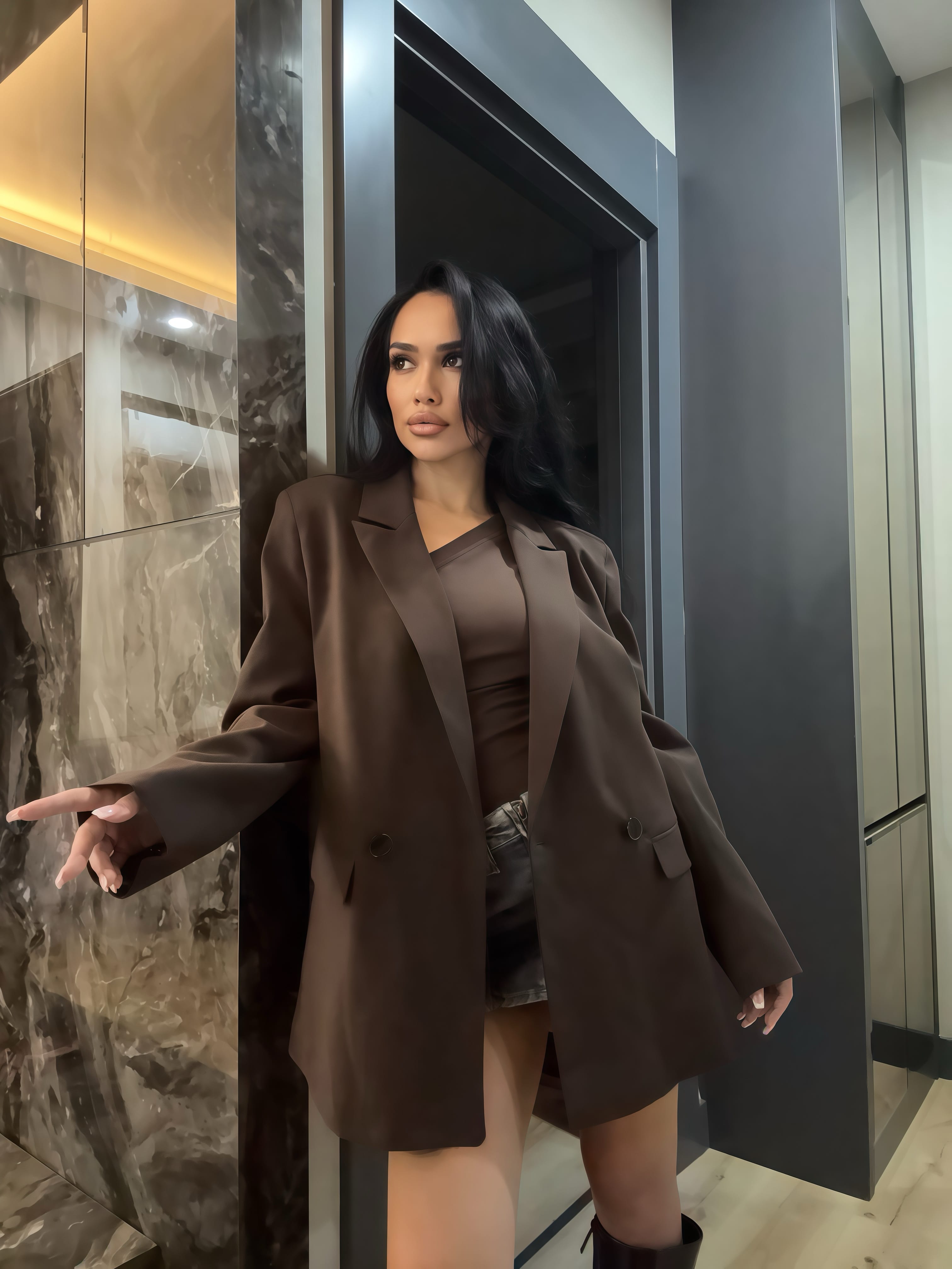 Oversize Blazer Ceket  - Kahverengi