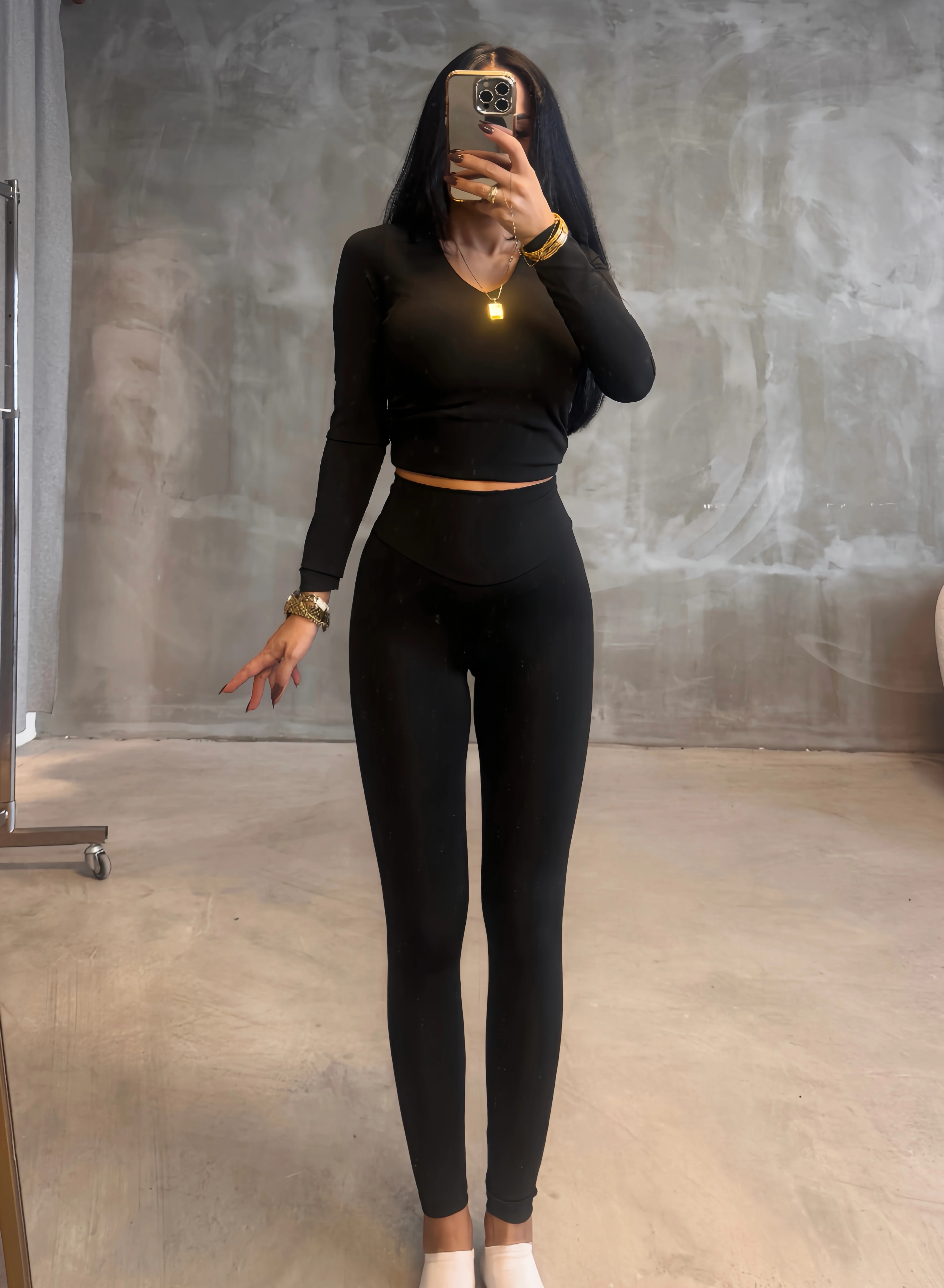 Siyah Yüksek Bel Toparlayıcı Tayt