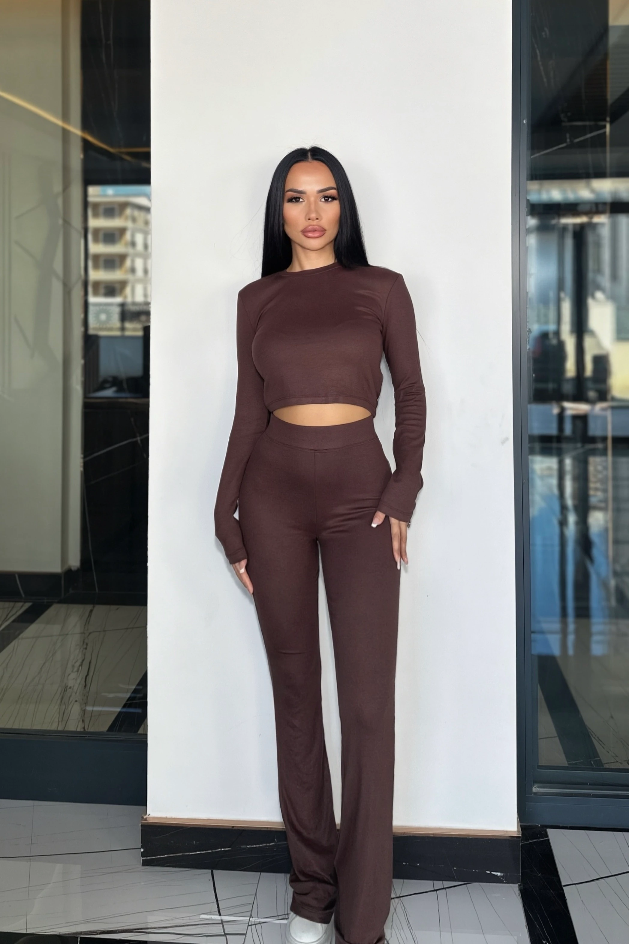 Mery Basic İspanyol Paça Takım - Kahverengi