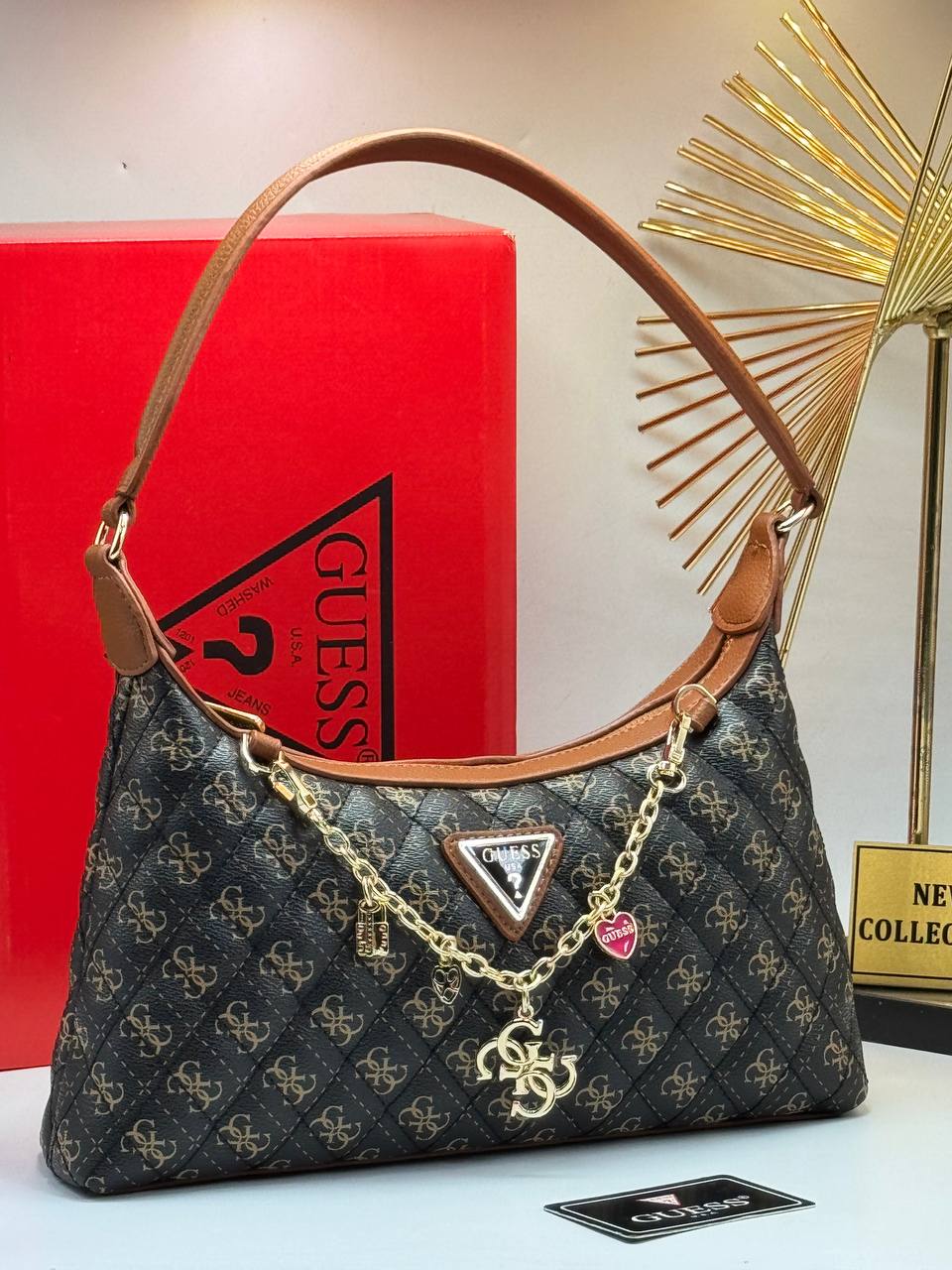 GUESS EVER FLAP ÇANTA - Krem-Kahverengi