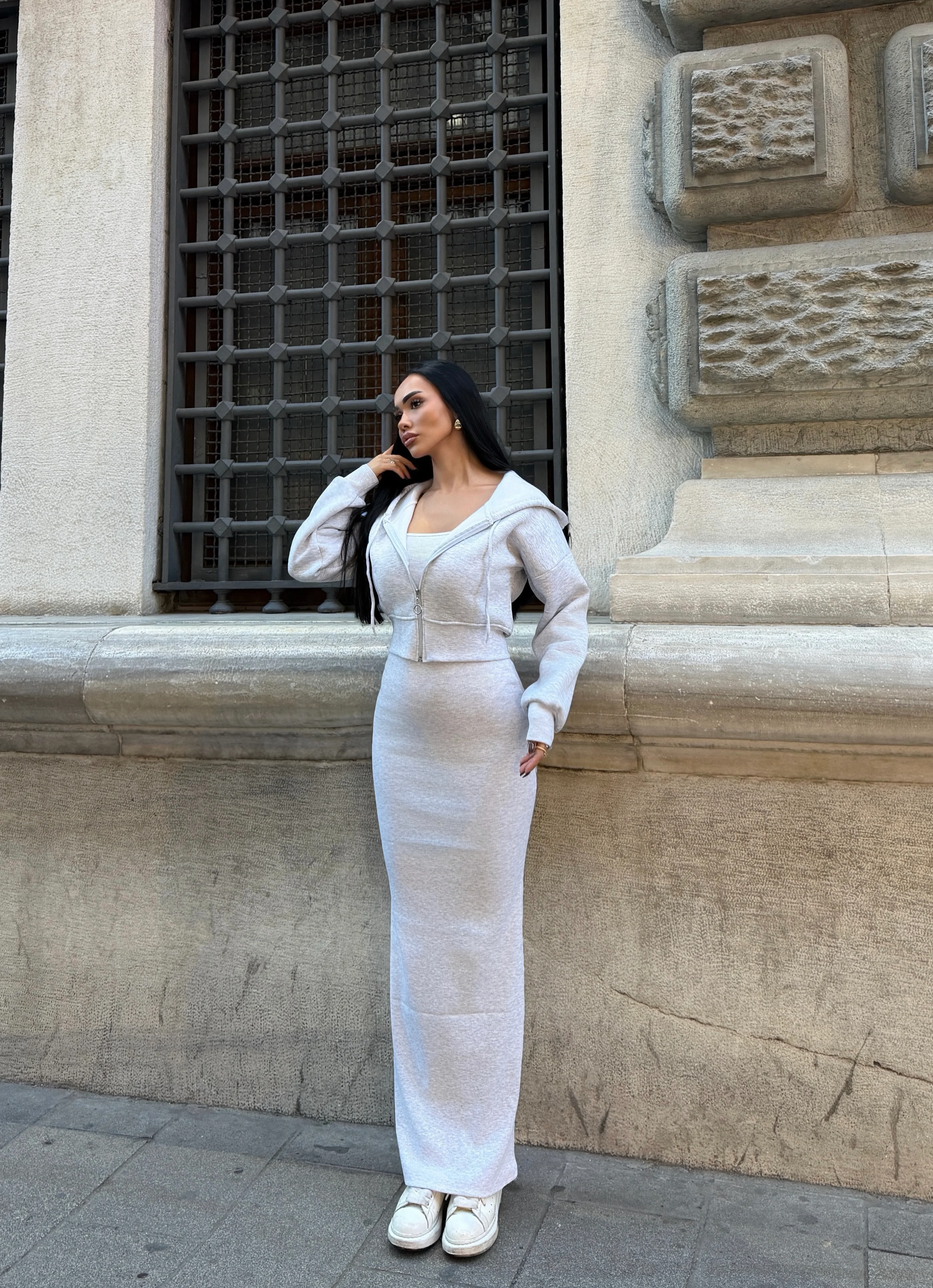 Sportif Fit Maxi Boy Hırka ve Elbise Takım