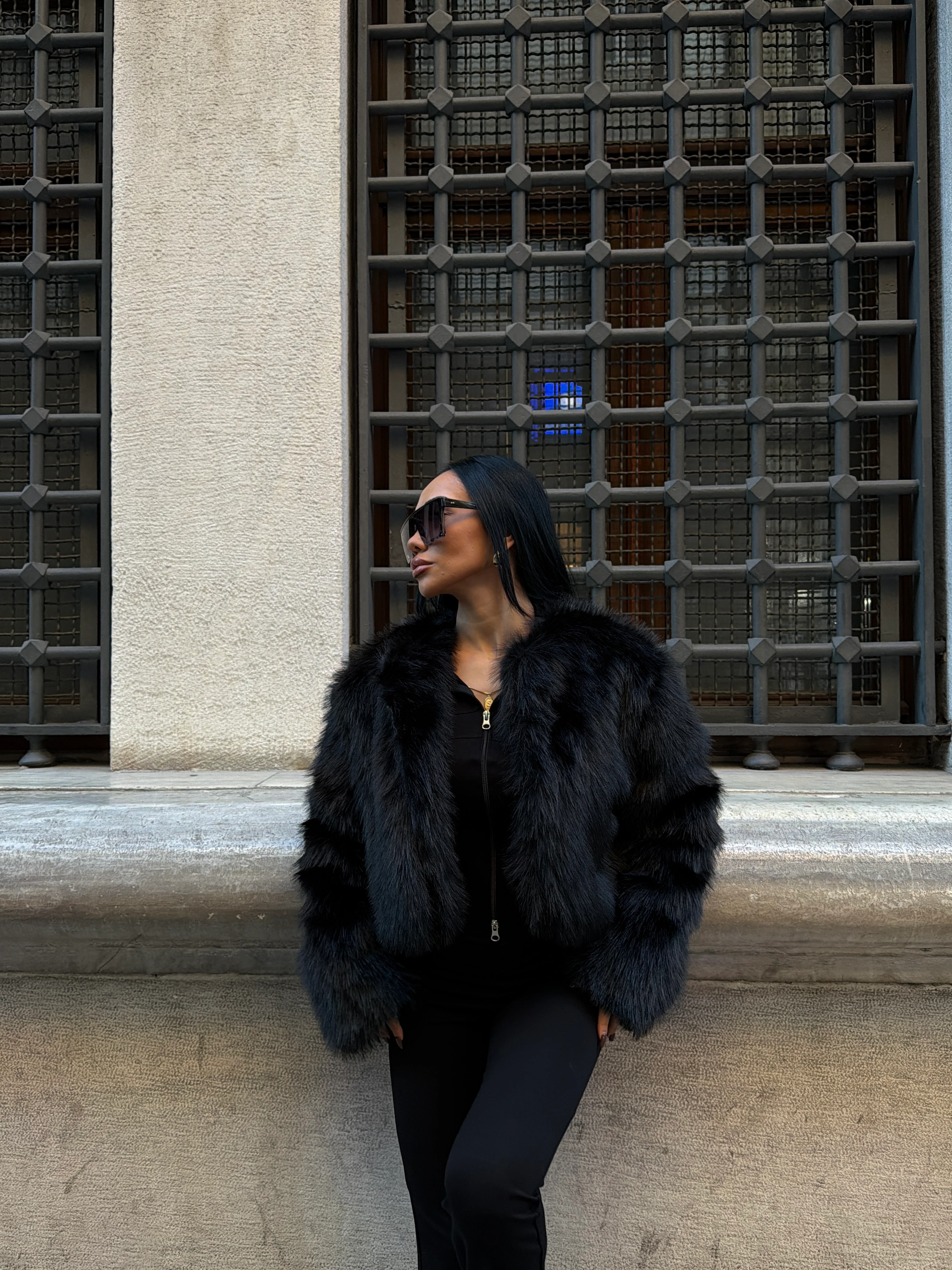 Premium Hacimli Kısa Kürk - Siyah