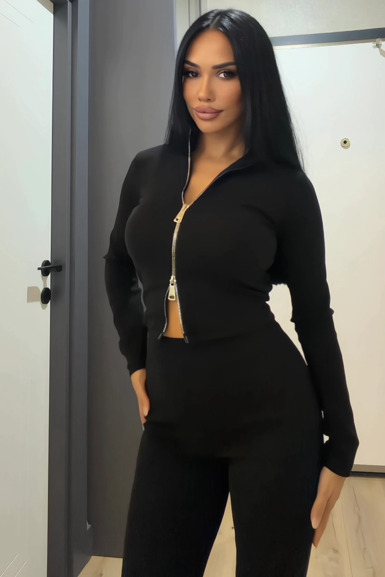 Contour Fit Çift Fermuarlı Takım