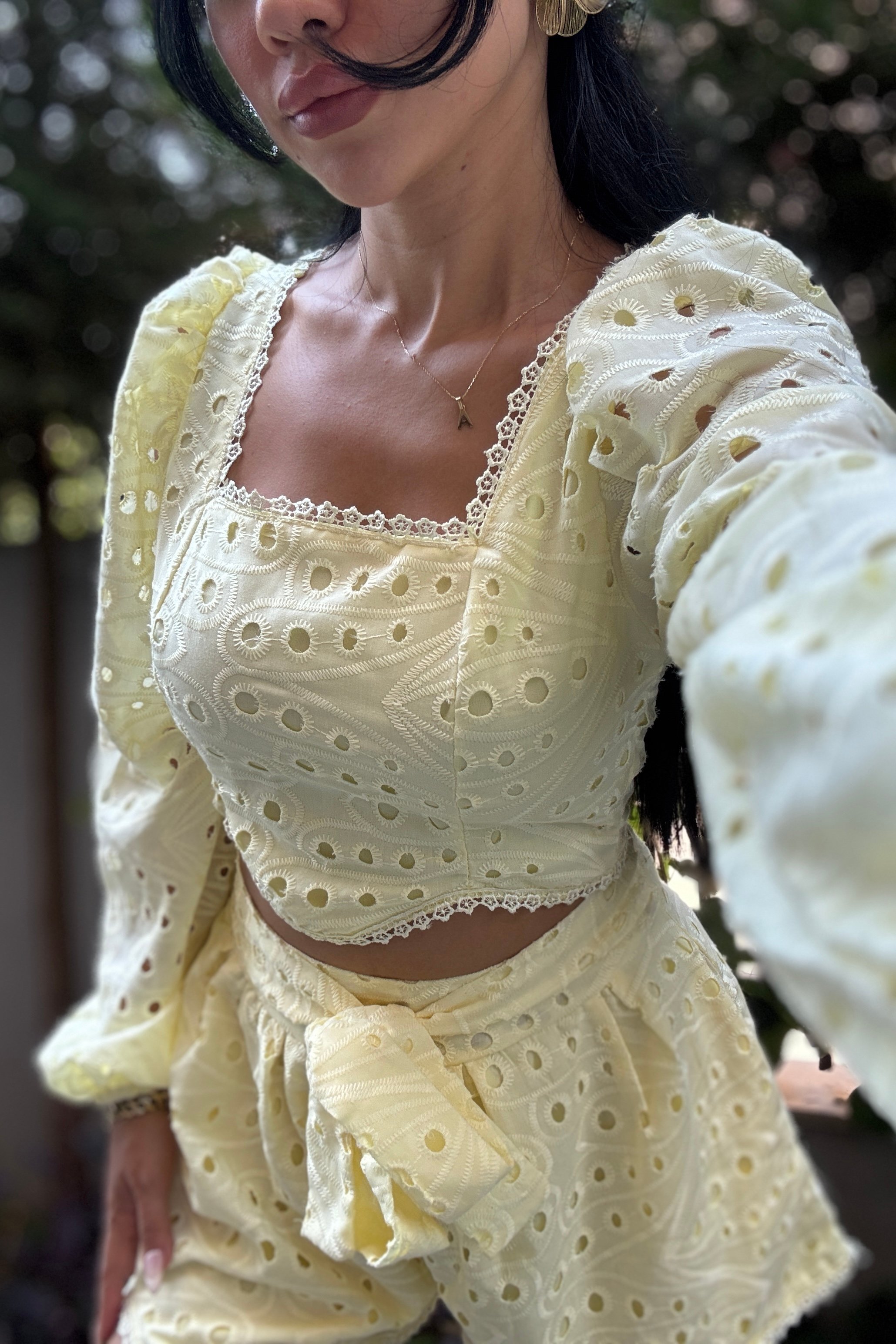 Brode Balon Kol Crop Şort Takım