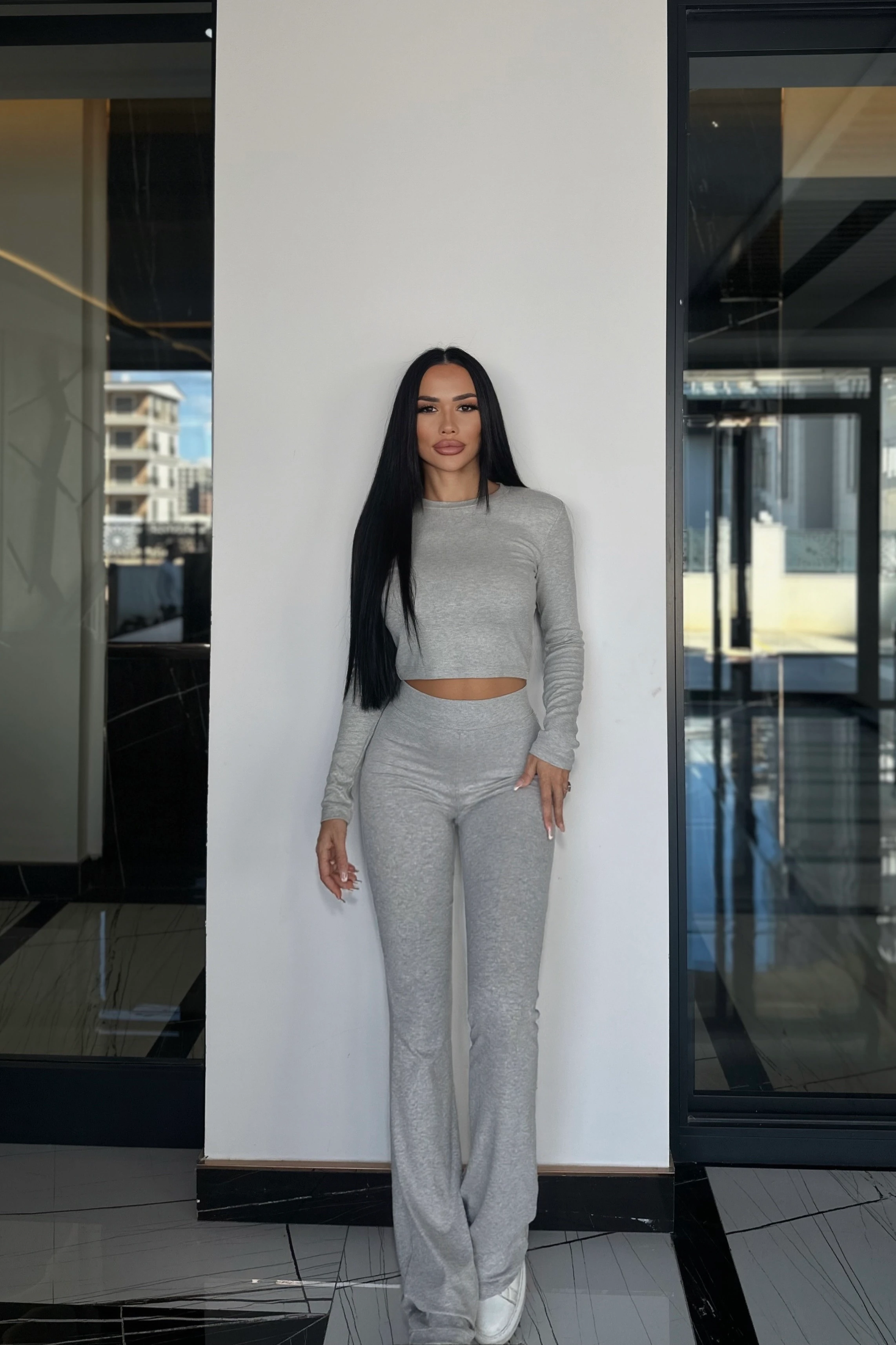 Mery Basic İspanyol Paça Takım - Gri