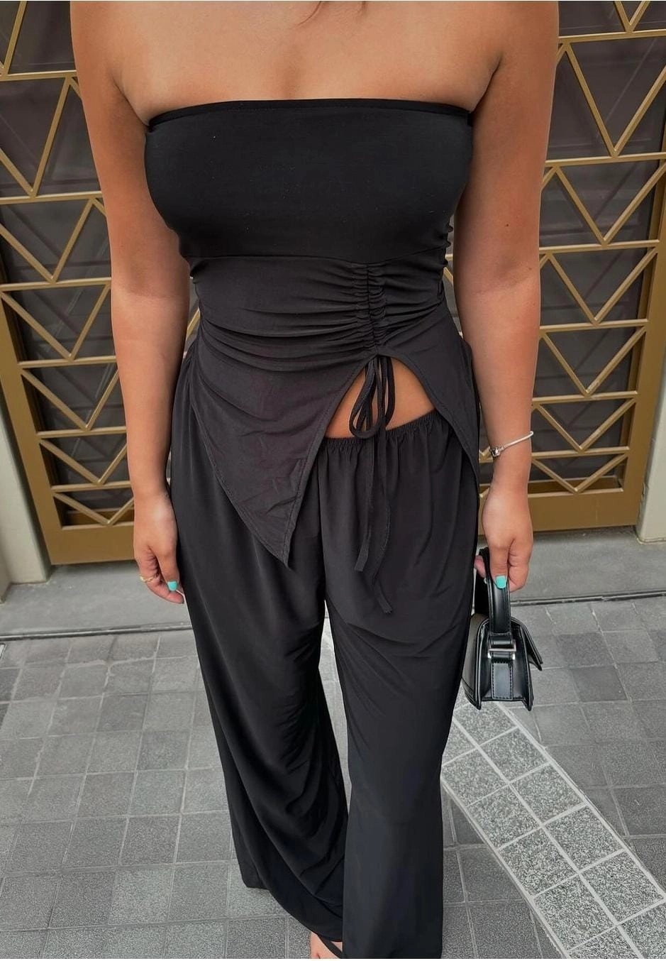 Büzgülü marka model Pantolon Crop Takim