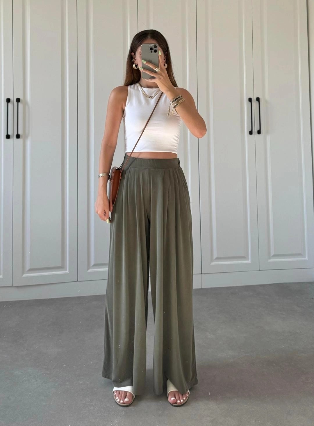 Pileli Modal Kumaş Oys Pantolon