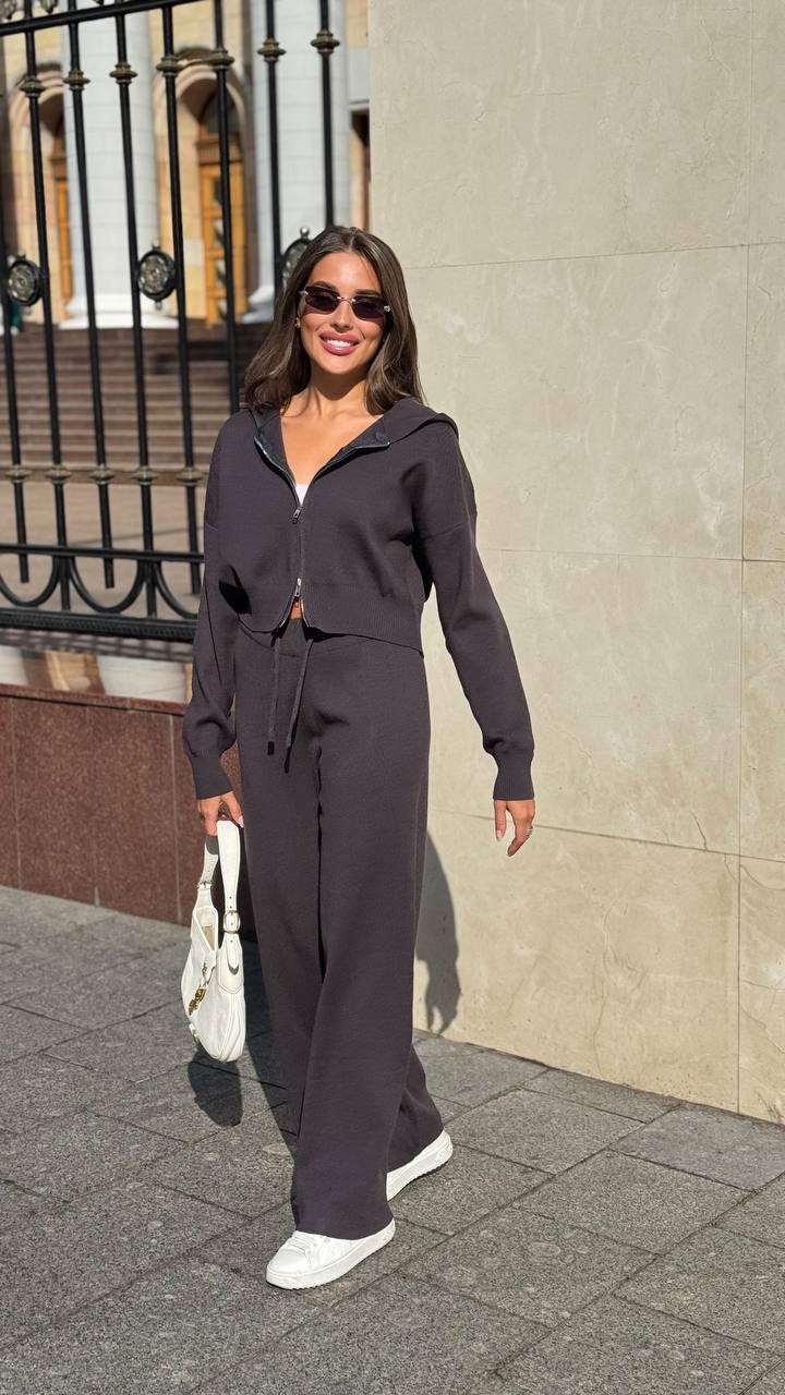 ÇİFT FERMUARLI TRİKO TAKIM - Füme