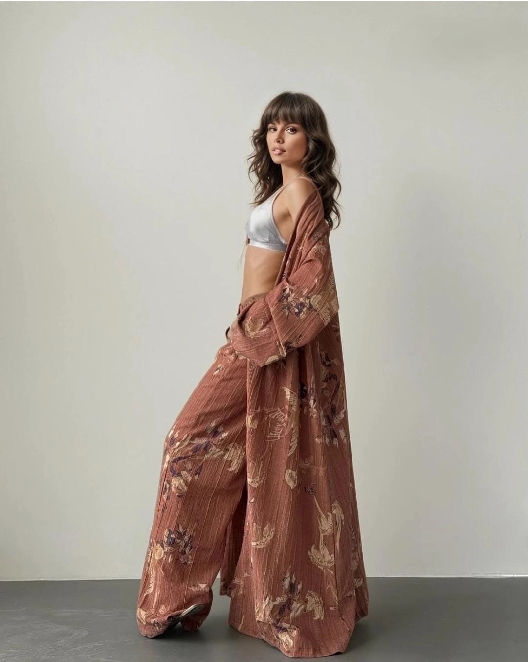 Bohem Oversize Kimono Takım