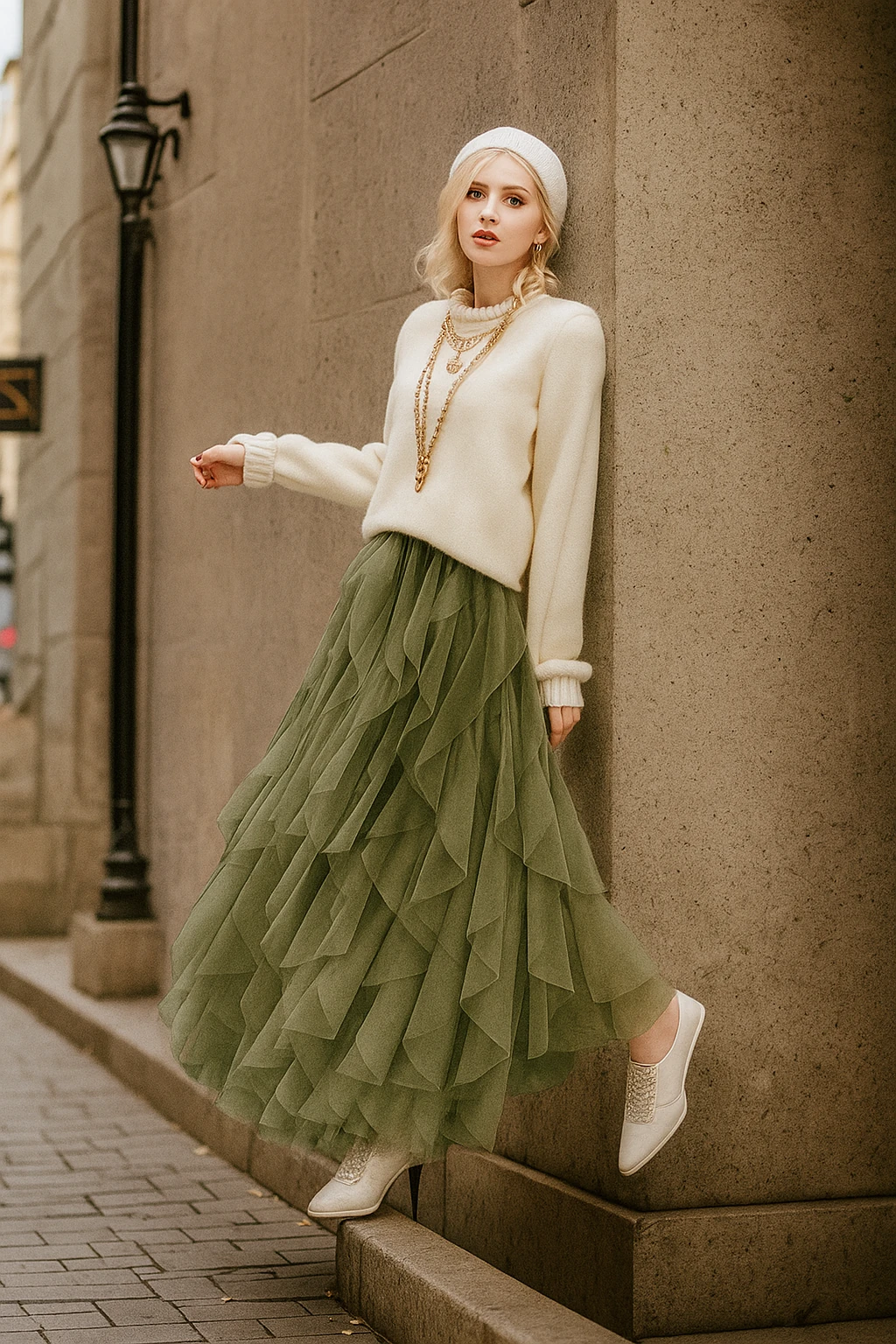 İTHAL TÜL ETEK - Haki