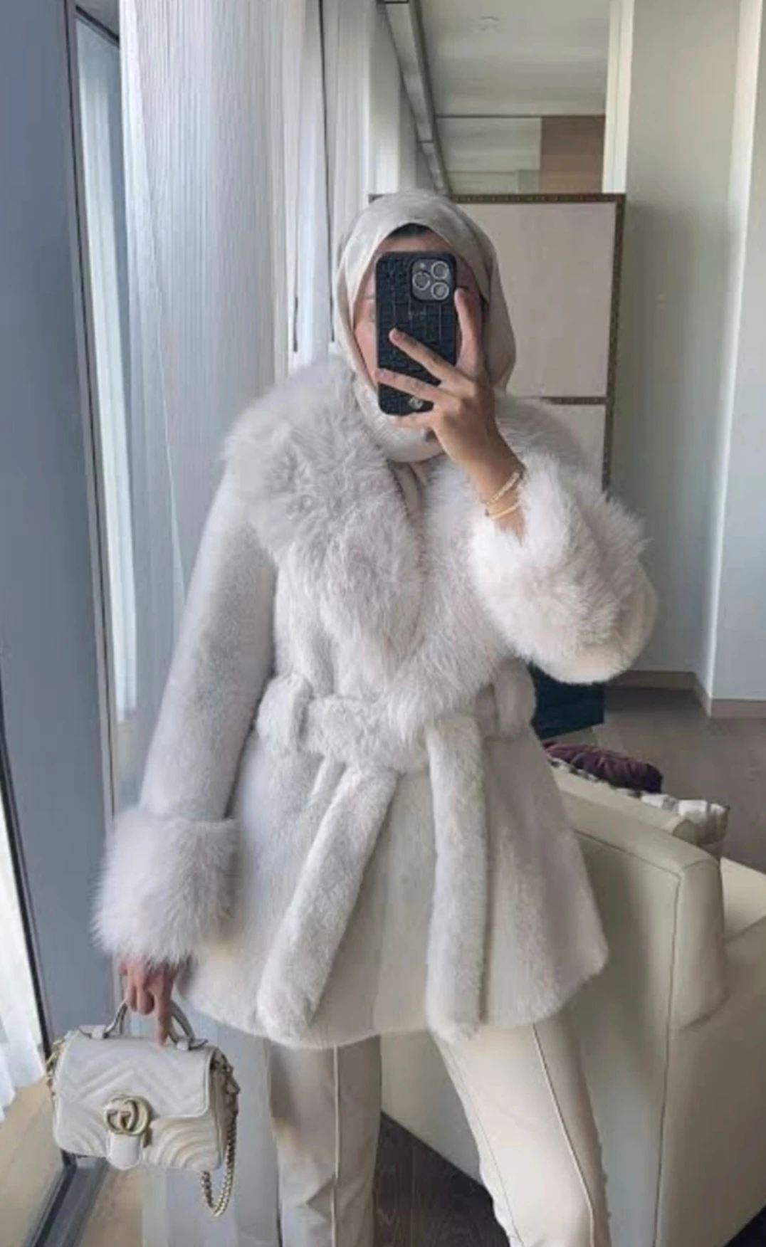 İTHAL PREMİUM SERI KÜRK KABAN - Ekru