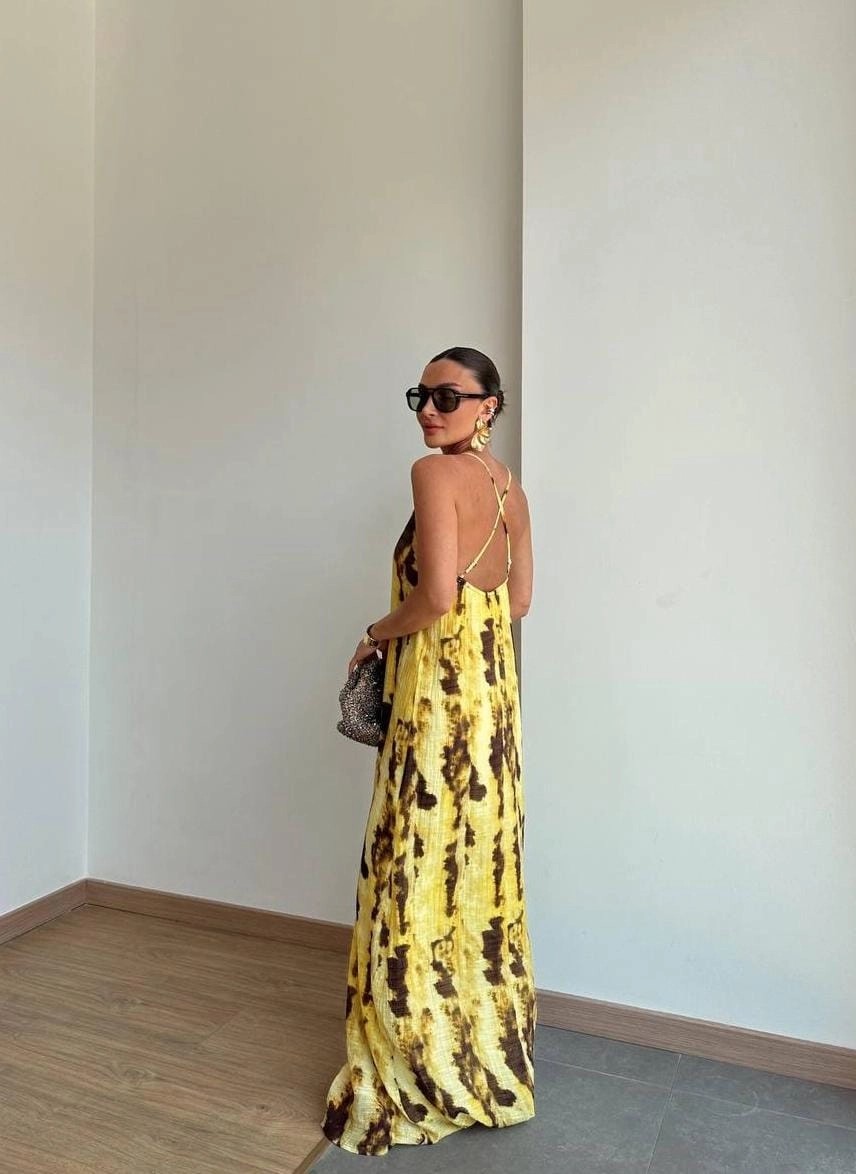 Sırtı çapraz Detaylı Batik Elbise