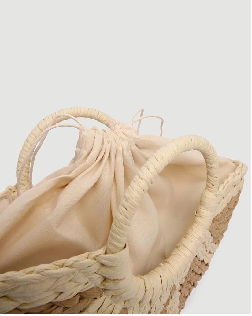 İthal Kulplu hasır Görünümlü Çanta