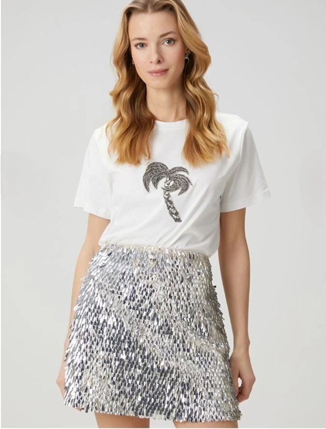 Marka Model Palmiye Taşlı tshirt