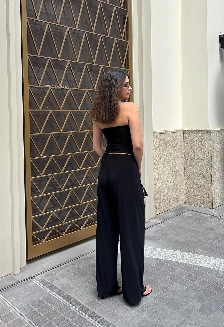 Büzgülü marka model Pantolon Crop Takim