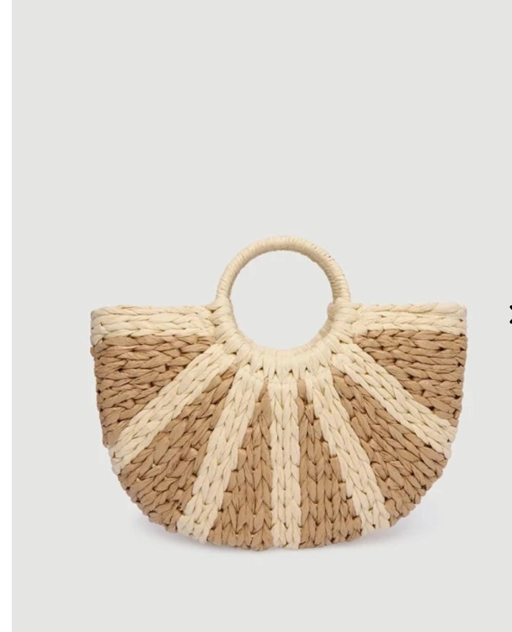 İthal Kulplu hasır Görünümlü Çanta