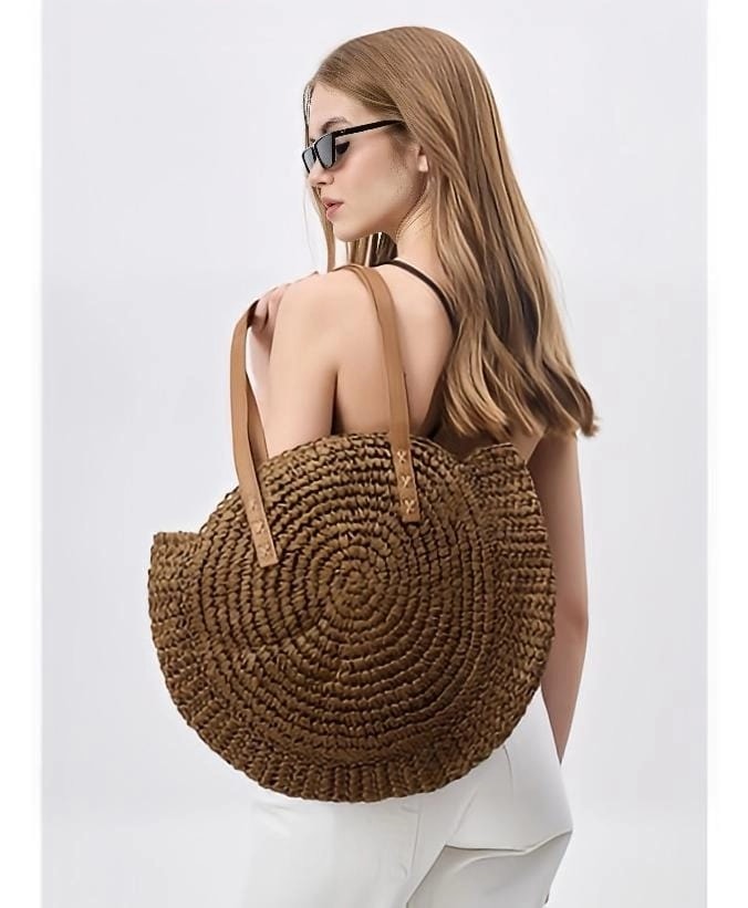 Kahve Hasir Omuz Çantasi