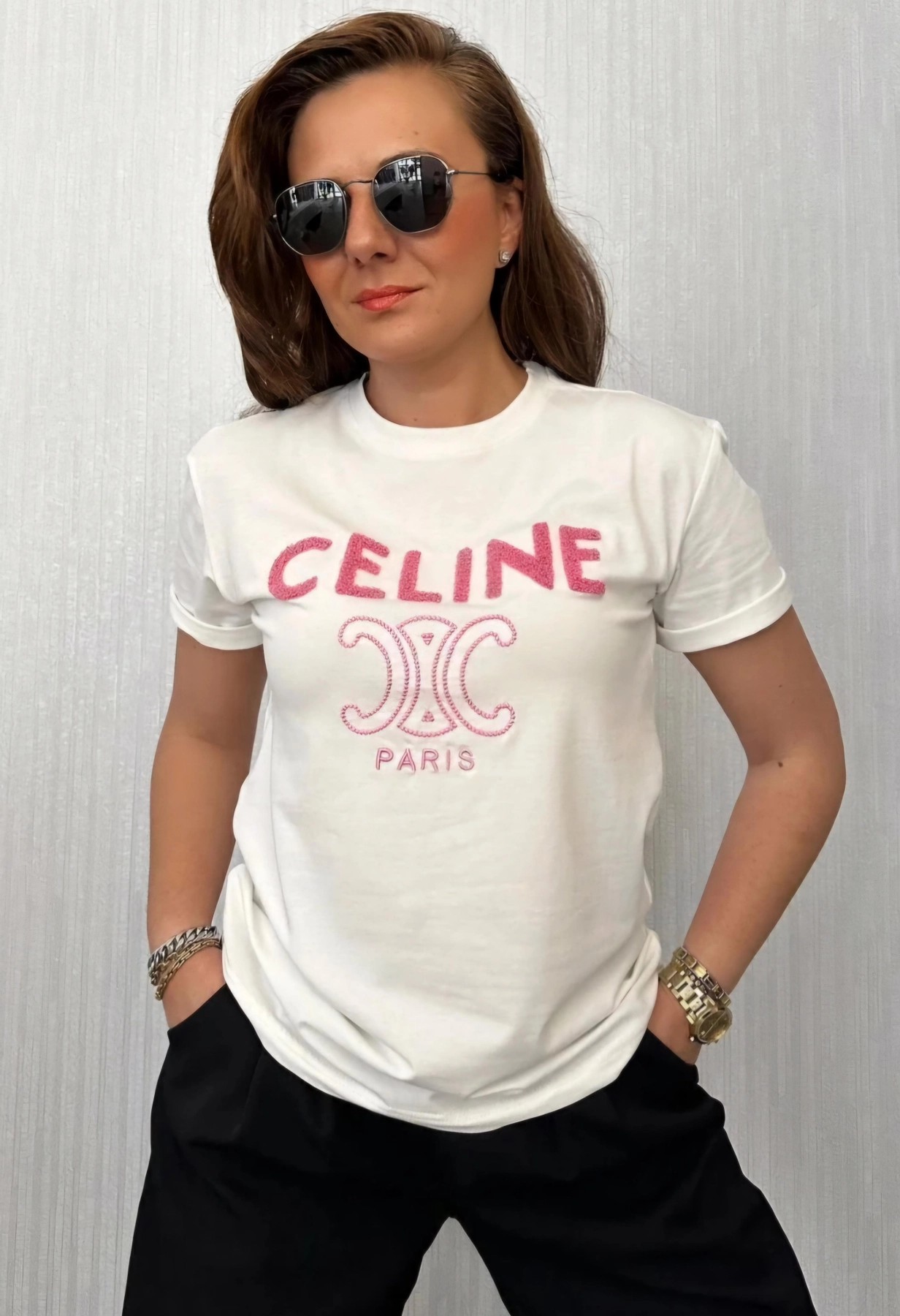 Kabartma Desen Yazılı Tshirt