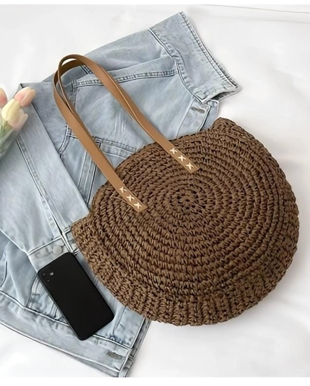 Kahve Hasir Omuz Çantasi